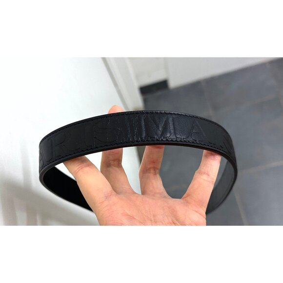 Maison Michel Martine Logo Shoulder Strap Black Leather Hat Bag Clasp